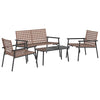 Piharuokailu setti 4 pcs Ruskea polyrottinki