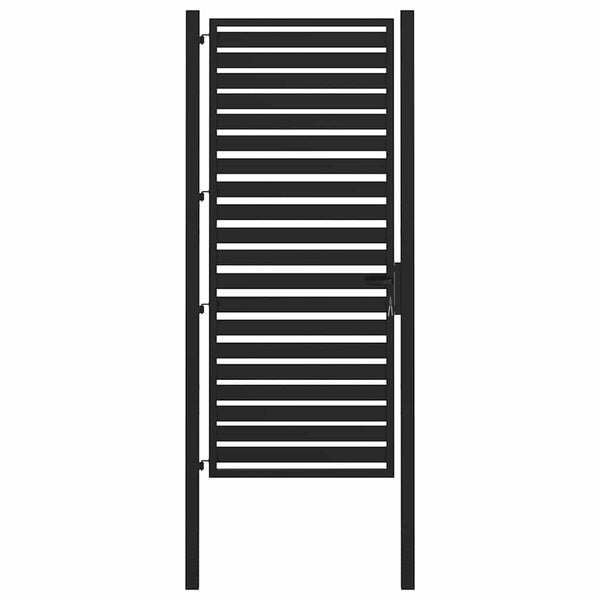 Puutarhanportti Lukittava Musta 100x200 cm Alumiini