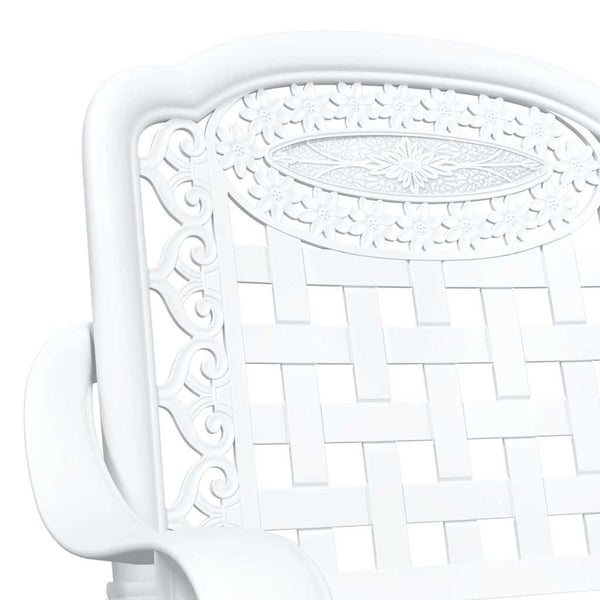 Puutarapöytäsarja 3 pcs Valkoinen Valu-alumiini