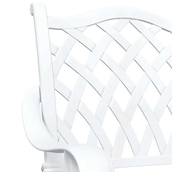 Puutarapöytäsarja 3 pcs Valkoinen Valu-alumiini