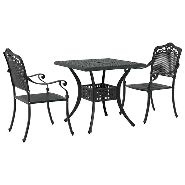Puutarapöytäsarja 3 pcs Musta Valu-alumiini