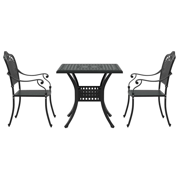 Puutarapöytäsarja 3 pcs Musta Valu-alumiini