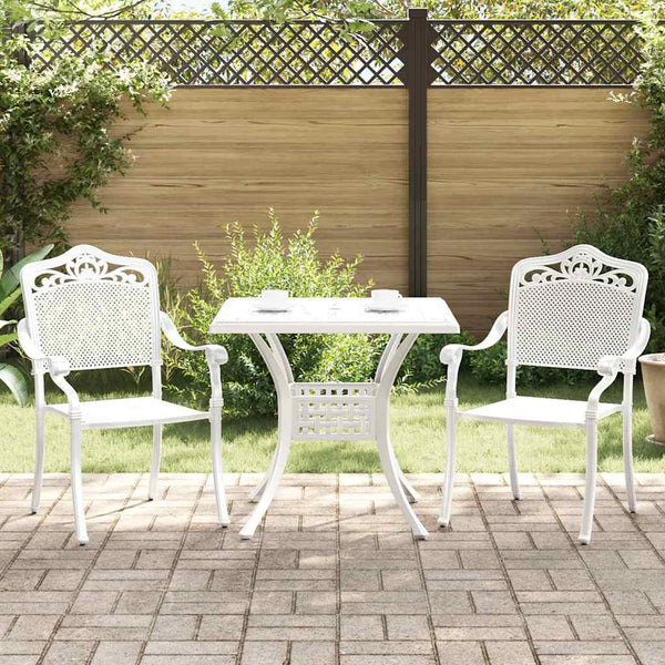 Puutarapöytäsarja 3 pcs Valkoinen Valu-alumiini