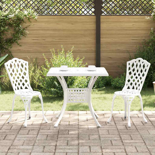 Puutarapöytäsarja 3 pcs Valkoinen Valu-alumiini