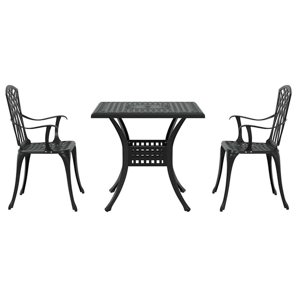 Puutarapöytäsarja 3 pcs Musta Valu-alumiini