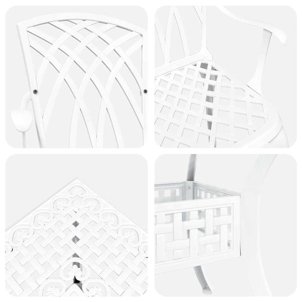 Puutarapöytäsarja 5 pcs Valkoinen Valu-alumiini
