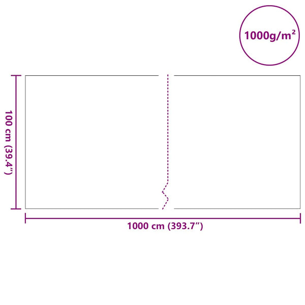 Lammikkovuori 1 x 10 m Polyesteri ja puuvilla Harmaa