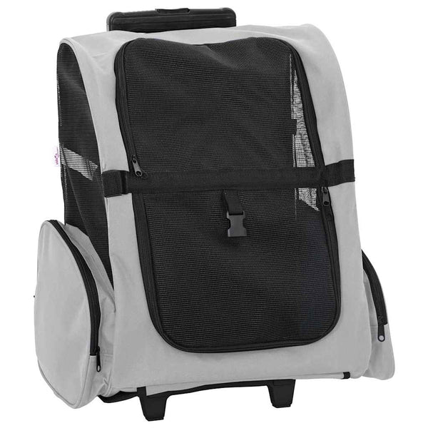 Lemmikkikärryt 3-in-1 Harmaa 48x32x(57-106) cm Oxford-kangas
