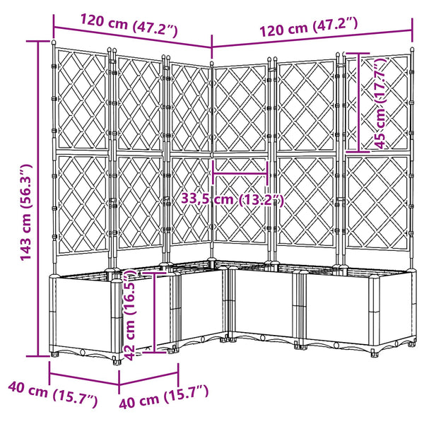 Puutarha ruukku 5 kpl Harmaa 120 x 120 x 143 cm PP