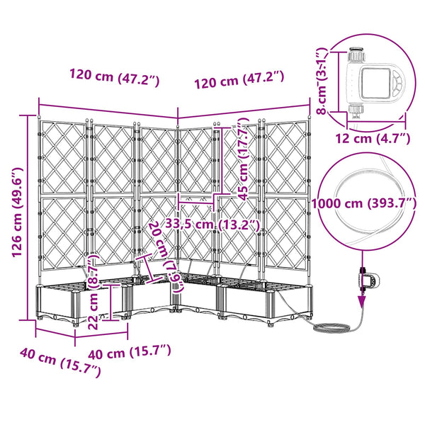 Puutarha ruukku 5 kpl Harmaa 120 x 120 x 126 cm PP