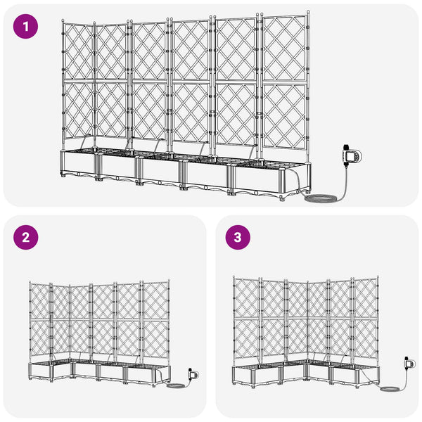 Puutarha ruukku 5 kpl Harmaa 120 x 120 x 126 cm PP