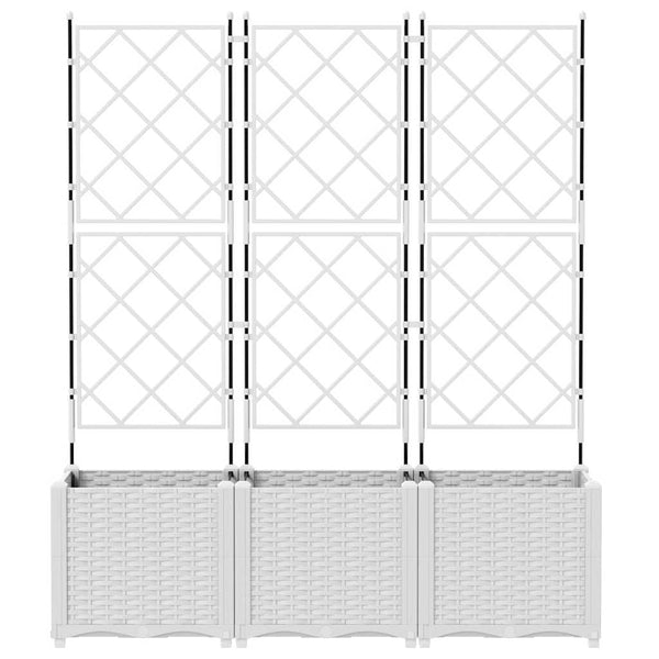 Puutarha ruukku 3 kpl valkoinen 120 x 40 x 143 cm PP