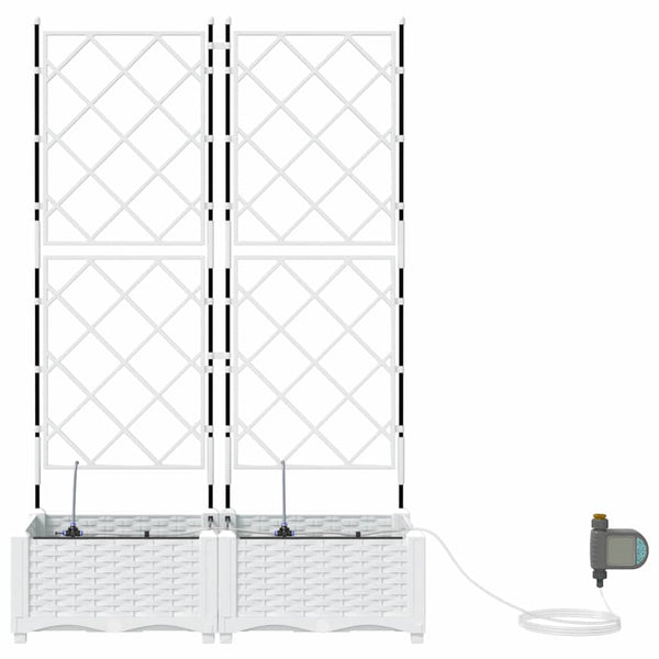 Puutarha ruukku 2 kpl valkoinen 80 x 40 x 126 cm PP