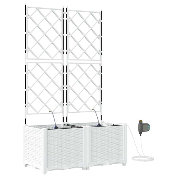Puutarha ruukku 2 kpl valkoinen 80 x 40 x 142 cm PP
