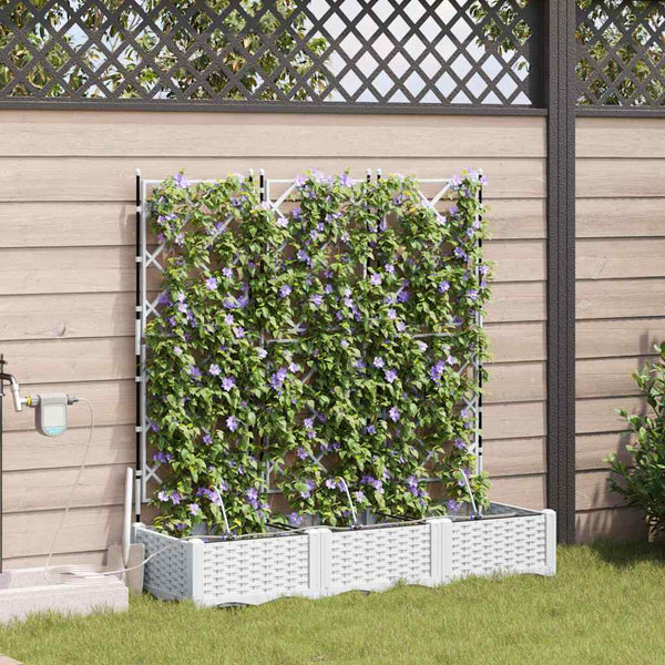Puutarha ruukku 3 kpl valkoinen 120 x 40 x 126 cm PP