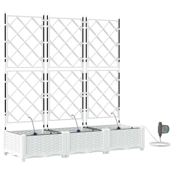 Puutarha ruukku 3 kpl valkoinen 120 x 40 x 126 cm PP