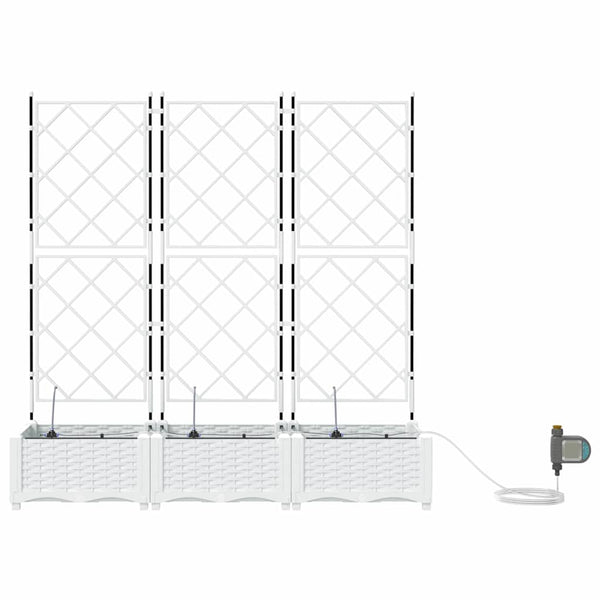 Puutarha ruukku 3 kpl valkoinen 120 x 40 x 126 cm PP