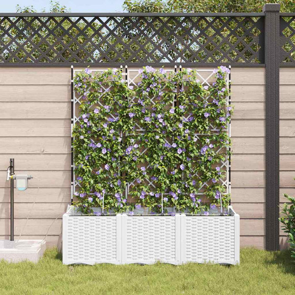 Puutarha ruukku 3 kpl valkoinen 120 x 40 x 142 cm PP