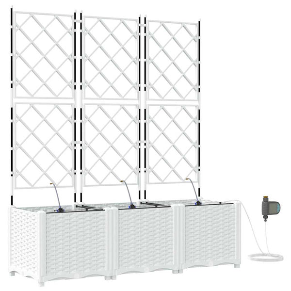 Puutarha ruukku 3 kpl valkoinen 120 x 40 x 142 cm PP