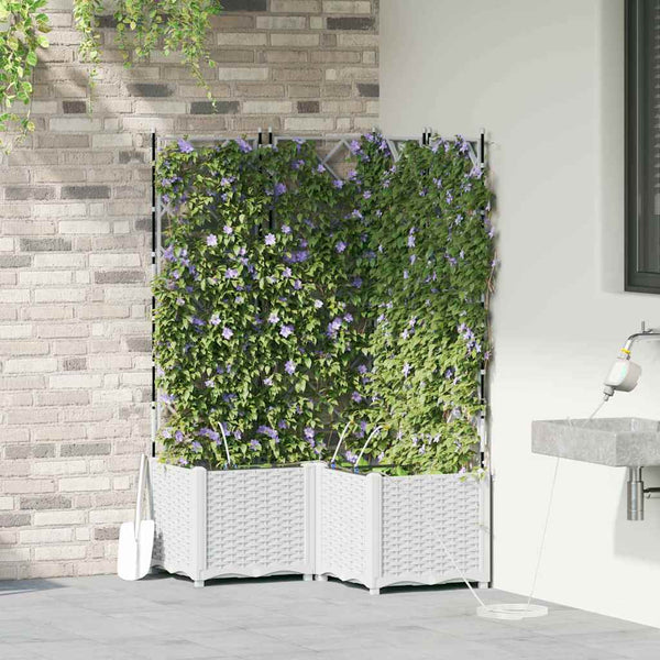 Puutarha ruukku 3 kpl valkoinen 80 x 80 x 142 cm PP