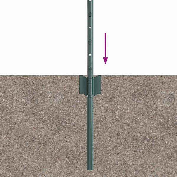 Upotettu aitausapaja 5 kpl Vihreä 80 cm Jauhemaalattu Teräs