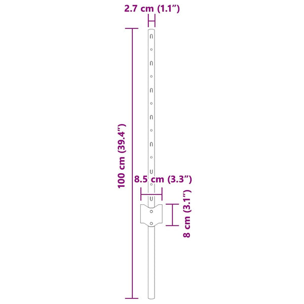 Upotettu aitausapaja 5 kpl Vihreä 100 cm Jauhemaalattu Teräs