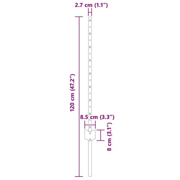 Upotettu aitausapaja 11 kpl Vihreä 120 cm Jauhemaalattu Teräs