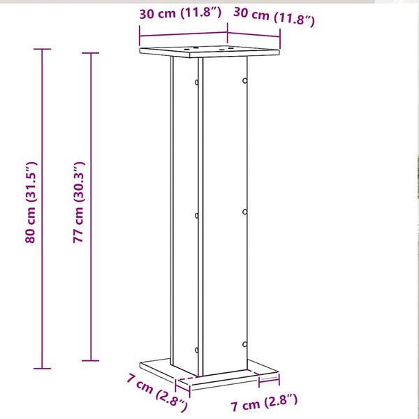 Kaiutintelineet 2 pcs Musta tammi 30 x 30 x 80 cm Tekninen puu