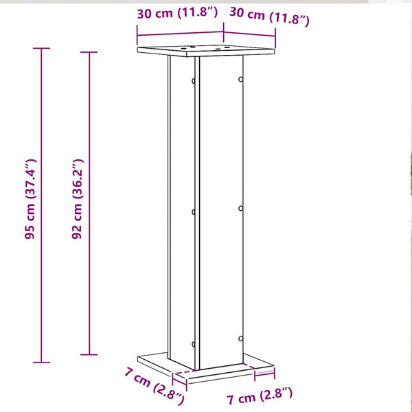 Kaiutintelineet 2 pcs Musta tammi 30 x 30 x 95 cm Tekninen puu