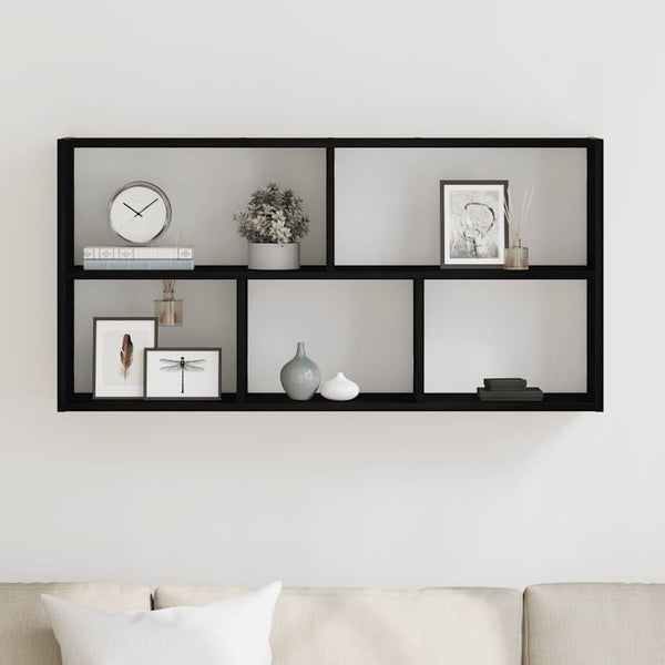 Seinähylly musta tammi 100x25x50 cm tekopuu
