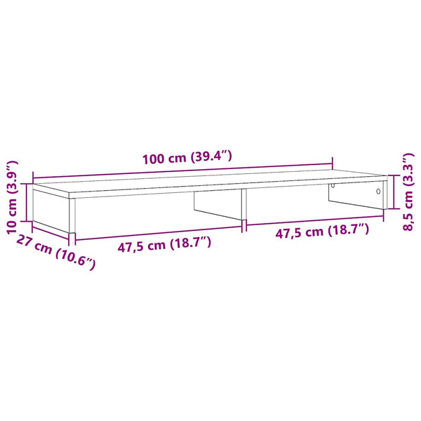 Näyttöteline musta tammi 100x27x10 cm tekopuu