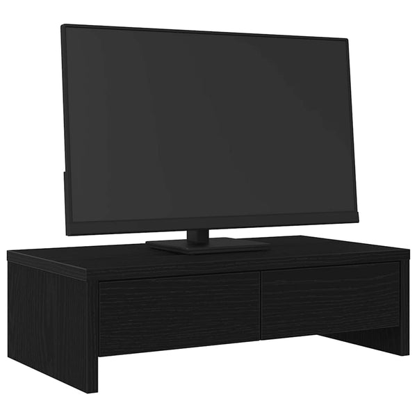 Näyttöteline laatikoilla musta tammi 50x27x15 cm keinopuu