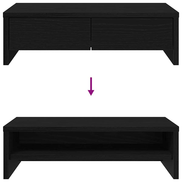 Näyttöteline laatikoilla musta tammi 50x27x15 cm keinopuu