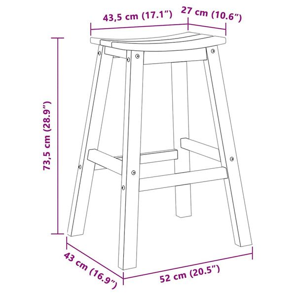 Baarijakkara 2 pcs Musta 52 x 43 x 73.5 cm HDPE