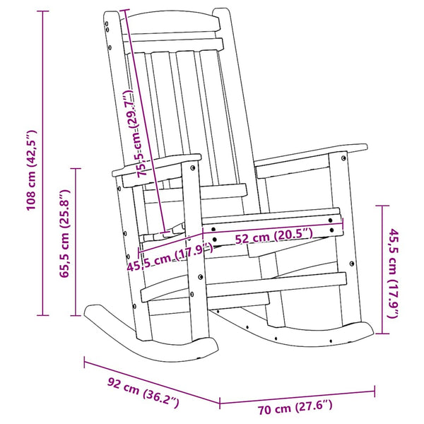 Puutarhakeinutuoli Vaaleanharmaa 92 x 70 x 108cm HDPE