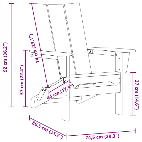 Käytännöllinen Adirondack-tuoli Laivastonsininen