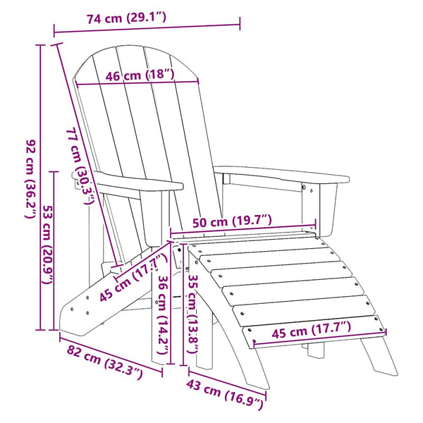 Musta adirondack-tuoli tyynyllä Susanu 74x82x92cm (hdpe)