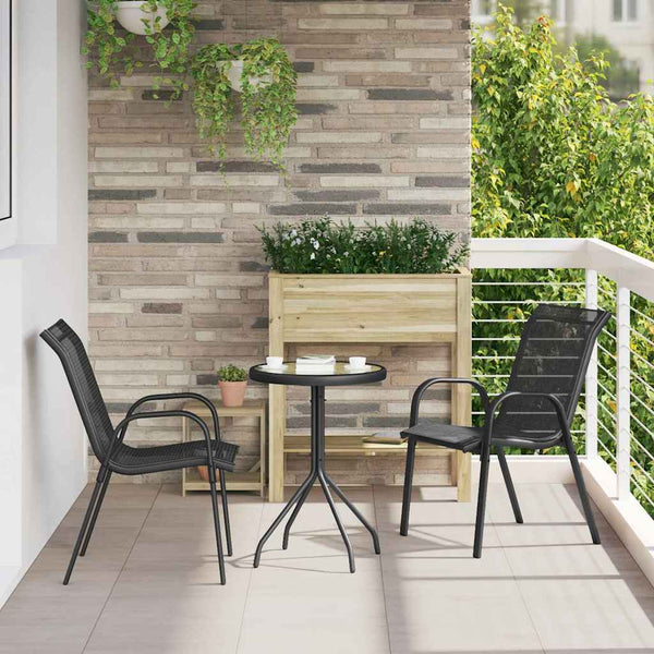 Puutarhan Bistro Set 3 pcs Musta Teräs