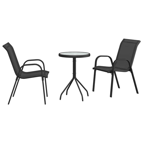 Puutarhan Bistro Set 3 pcs Musta Teräs