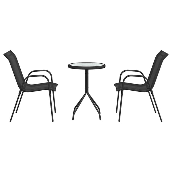 Puutarhan Bistro Set 3 pcs Musta Teräs