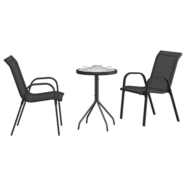 Puutarhan Bistro Set 3 pcs Musta Teräs