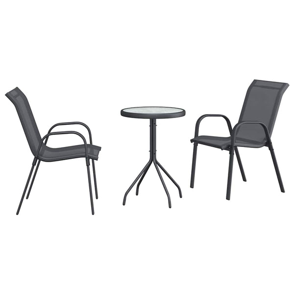 Puutarhan Bistro Set 3 pcs Harmaa Teräs