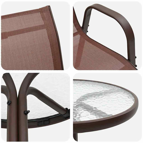 Puutarhan Bistro Set 3 pcs Ruskea Teräs