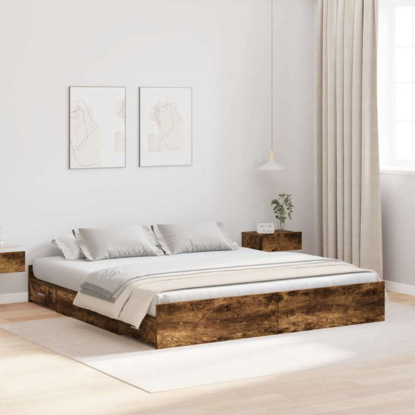 Säilytystilallinen sängynrunko ovella Savupähkinä 200 x 200 cm