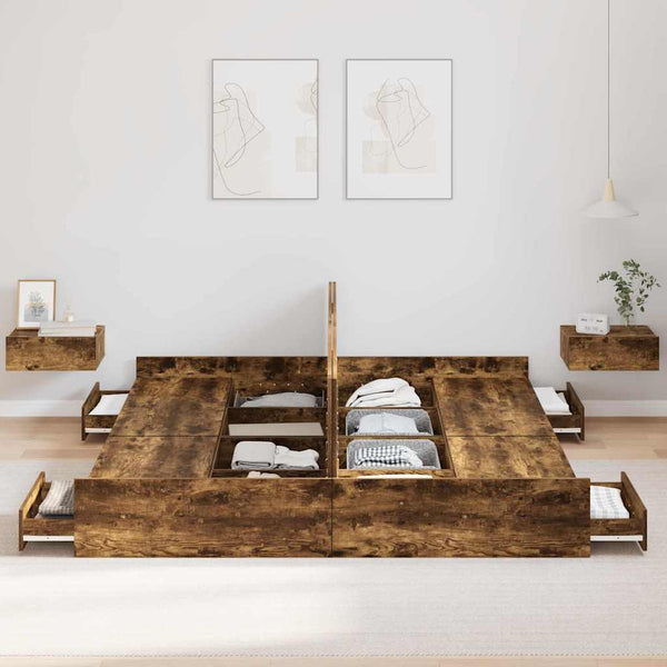 Säilytystilallinen sängynrunko ovella Savupähkinä 200 x 200 cm