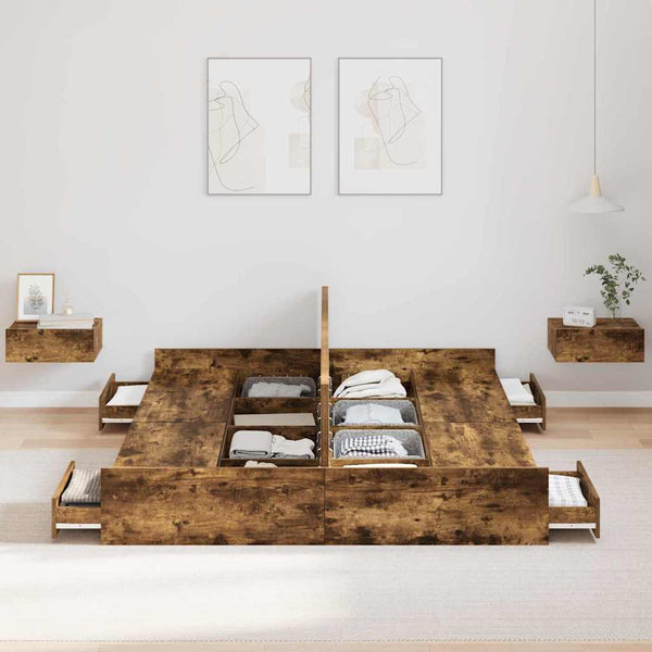 Säilytystilallinen sängynrunko ovella Savupähkinä 160 x 200 cm
