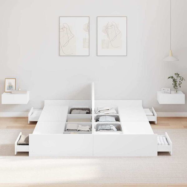Säilytystilallinen sängynrunko päätyllä Valkoinen 140 x 200 cm