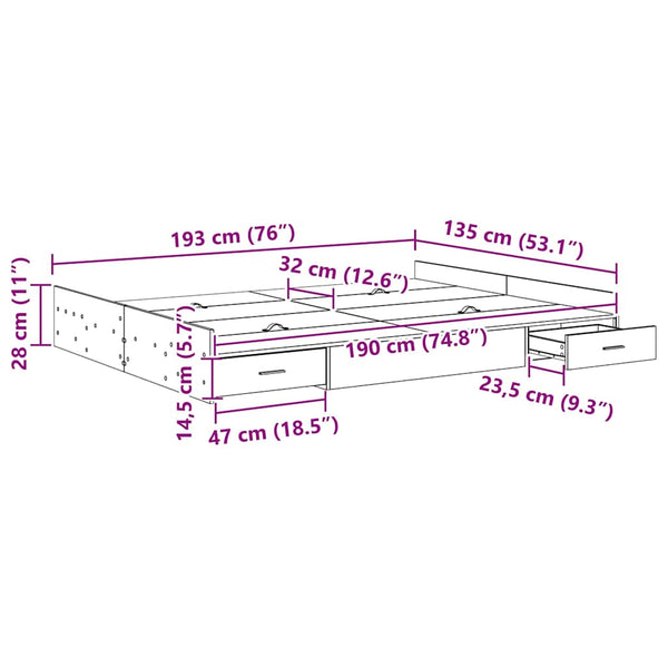 Säilytystilallinen sängynrunko päätyllä Valkoinen 4FT6 Double