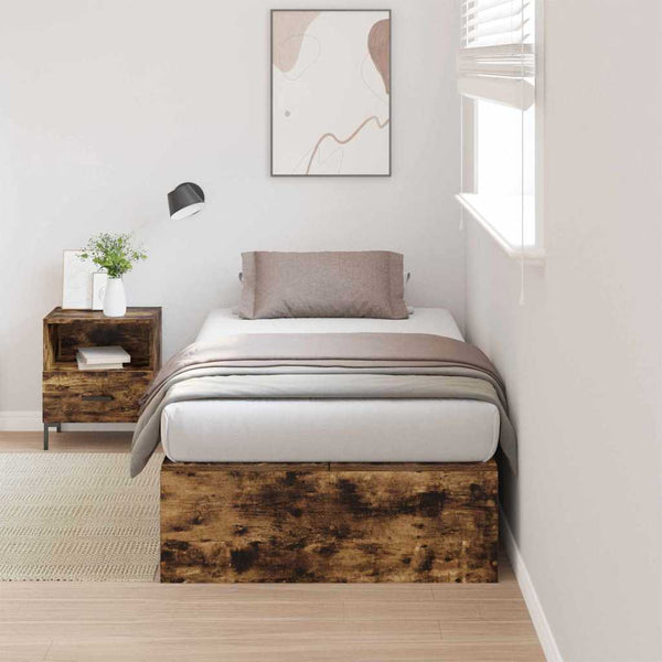 Säilytystilallinen sängynrunko ovella Savupähkinä 80 x 200 cm