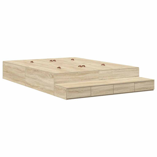 Säilytystilallinen sängynrunko ovella Sonoman tammi 140 cm
